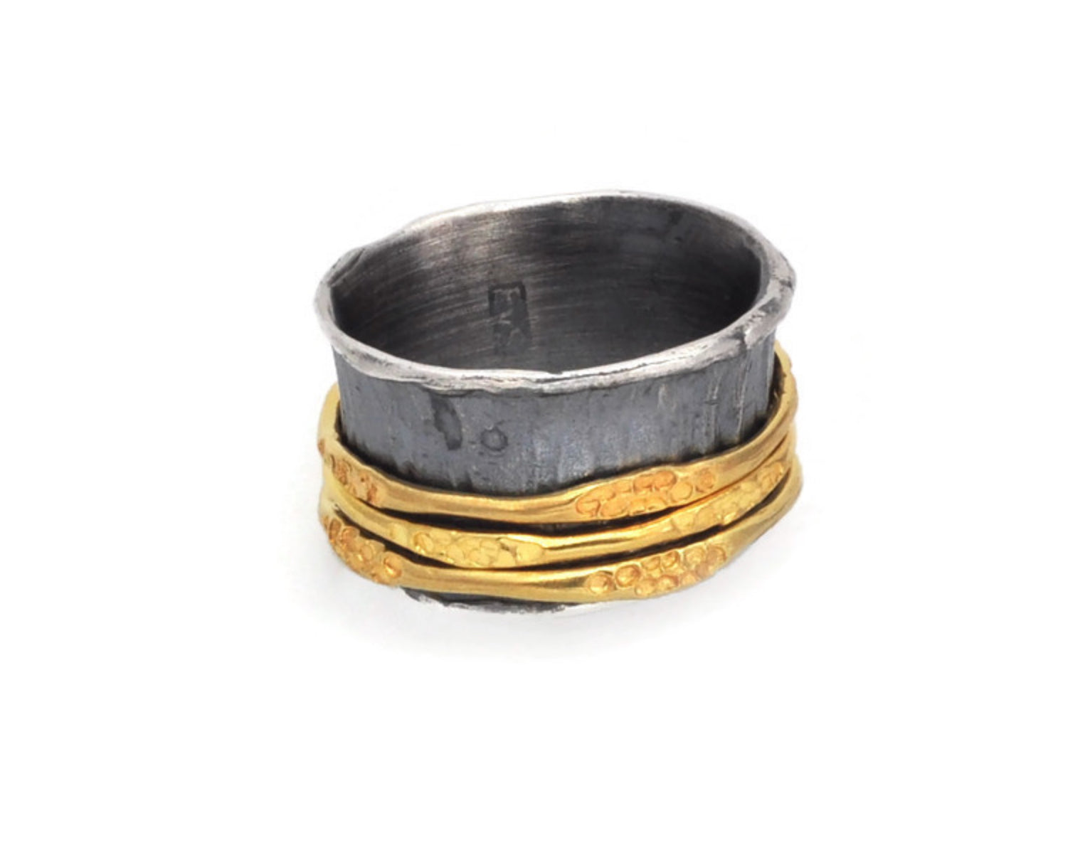 Oxidised Silver & Gold Vermeil Spinning Ring