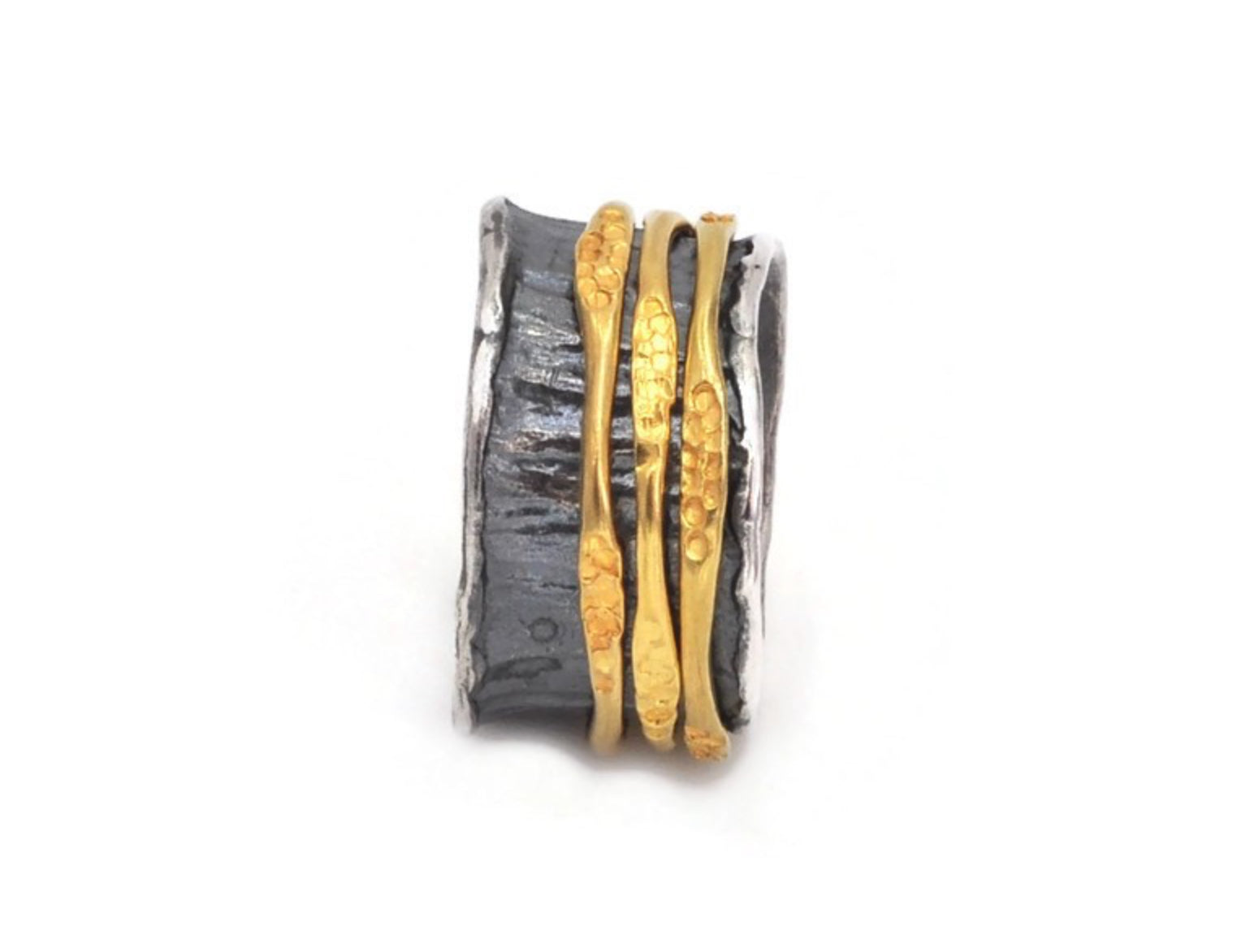 Oxidised Silver & Gold Vermeil Spinning Ring