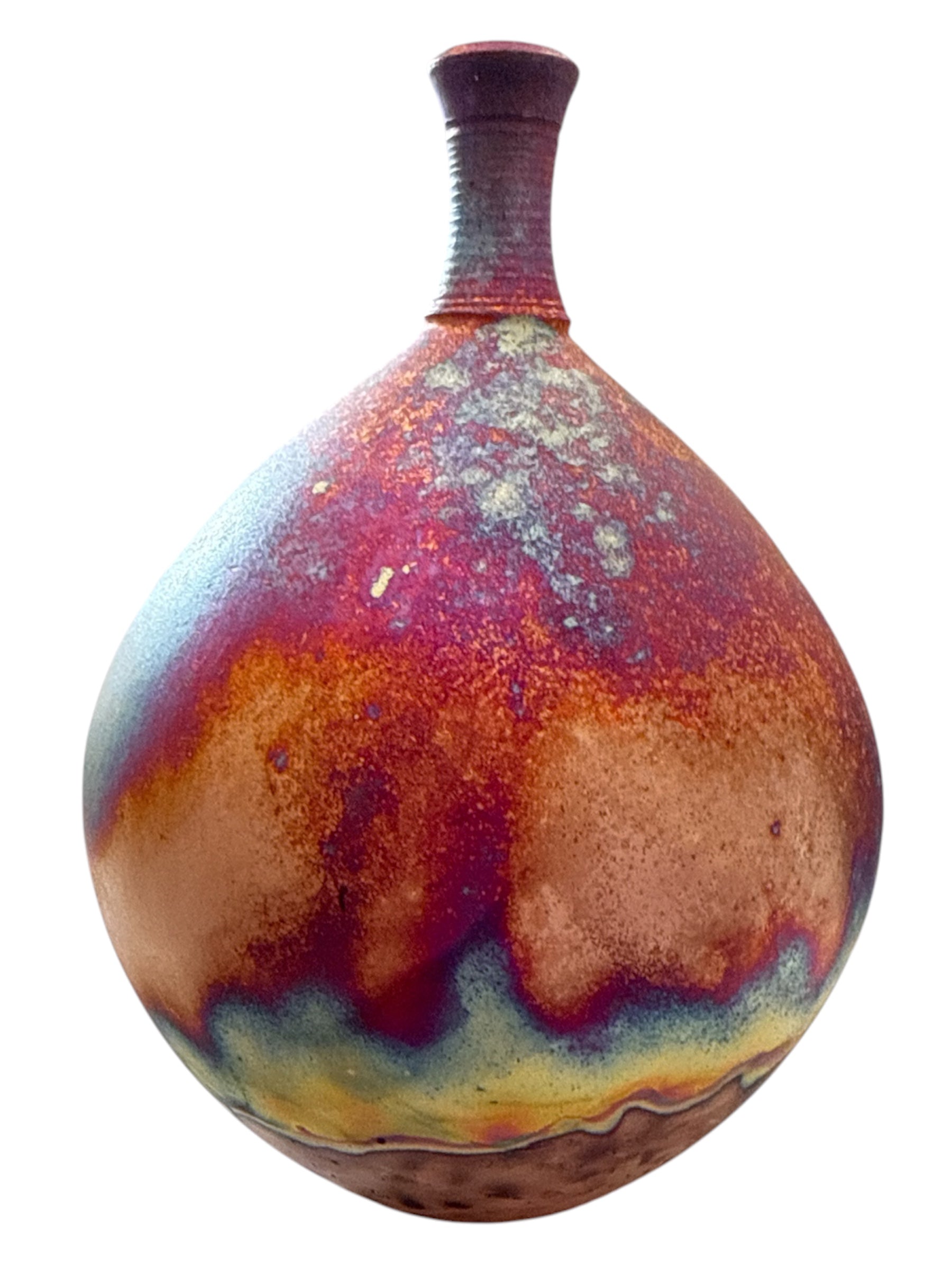 Small Wide Raku Fired Ceramic Pot