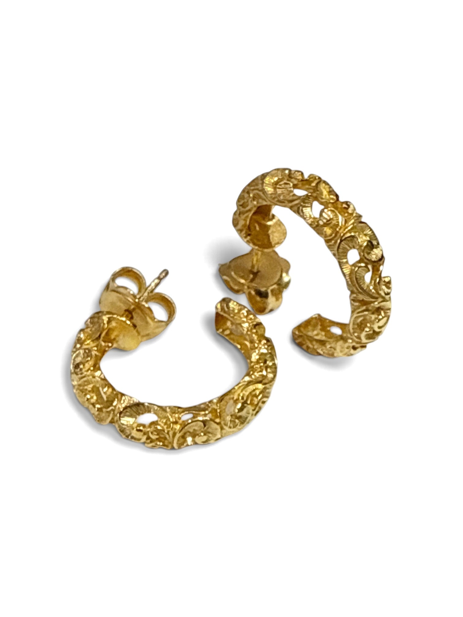 Curved Gold Engraved Earrings