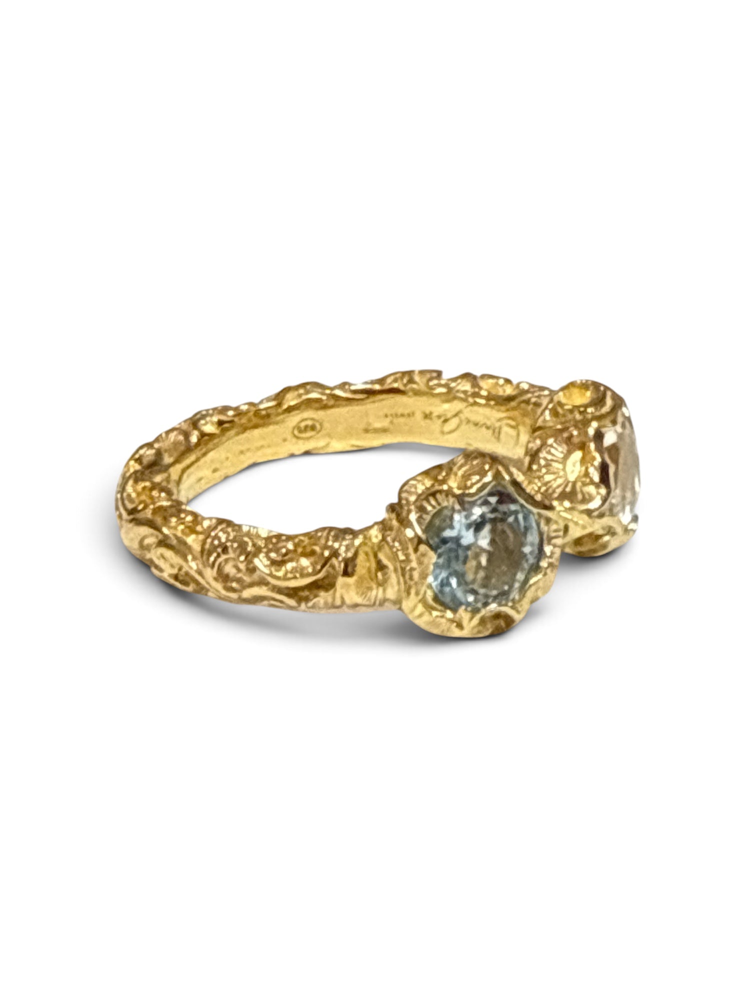 Shri Gold Ring with Sky Topaz & Rock Crystal