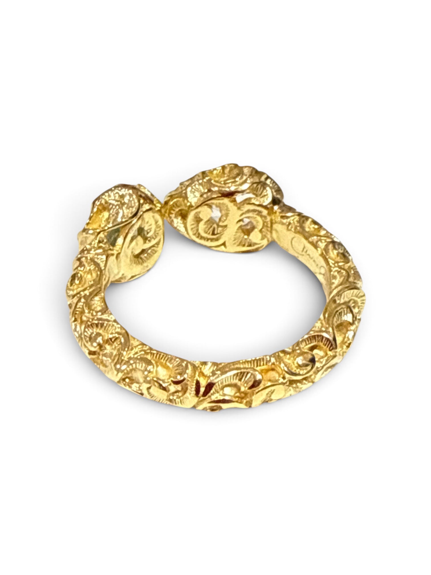 Shri Gold Ring with Sky Topaz & Rock Crystal