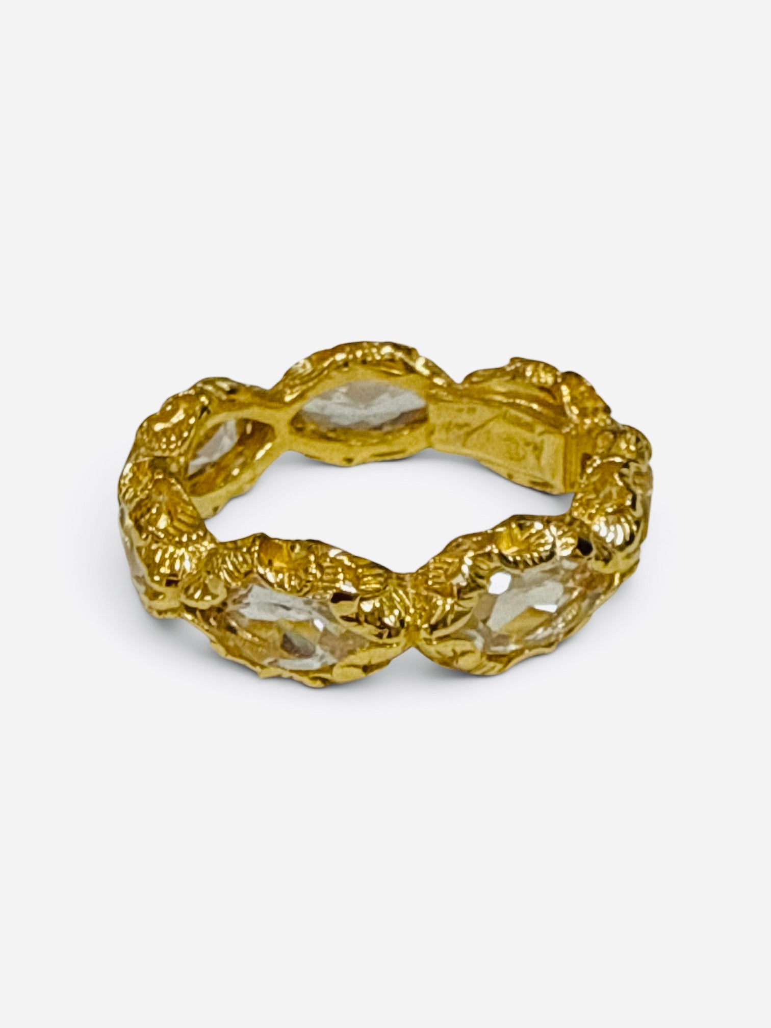 Rock Crystal Engraved Gold Ring