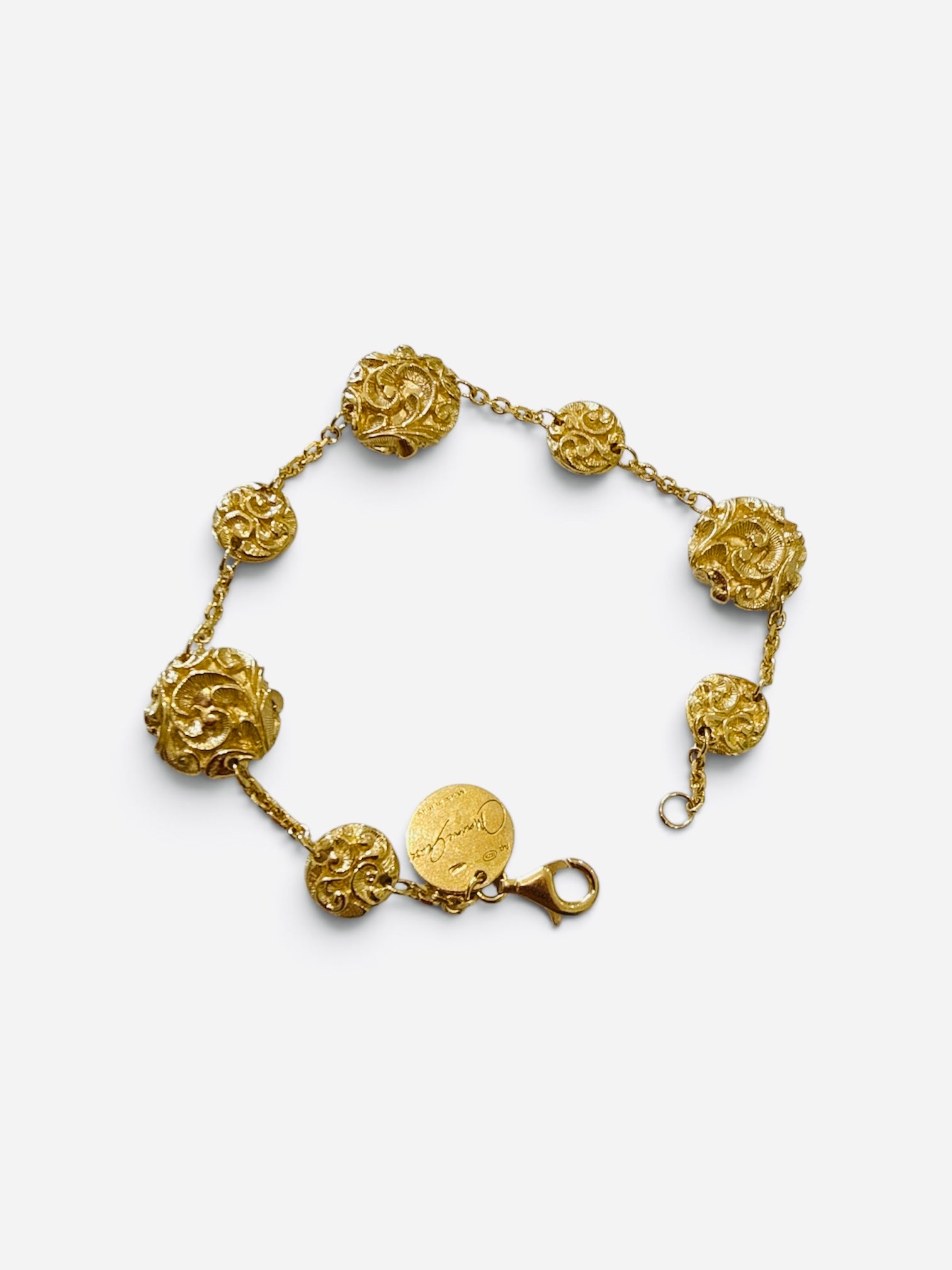 Ornate Engraved Gold Vermeil Bracelet