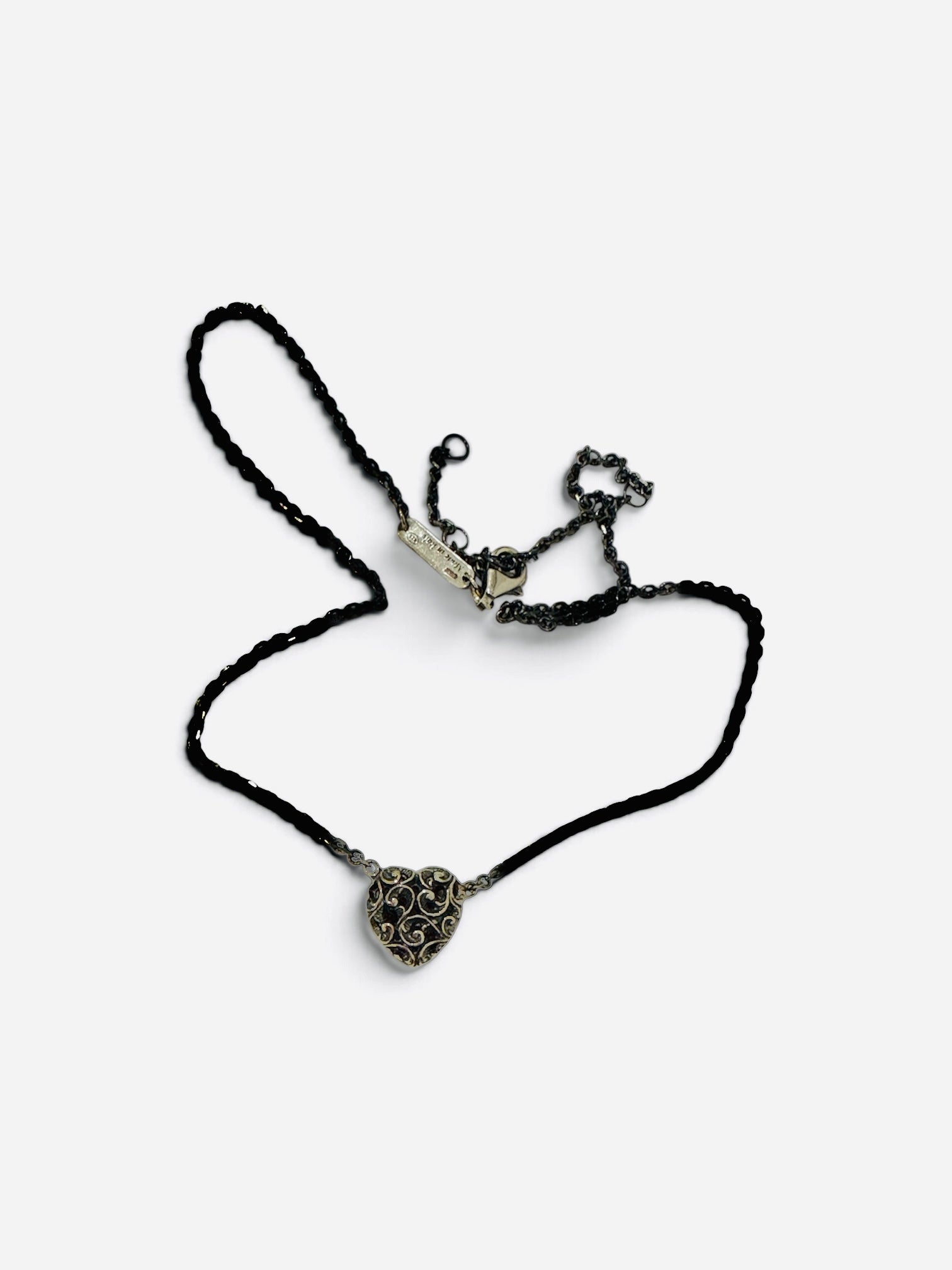 Burnished Silver Ornamental Pendant Necklace
