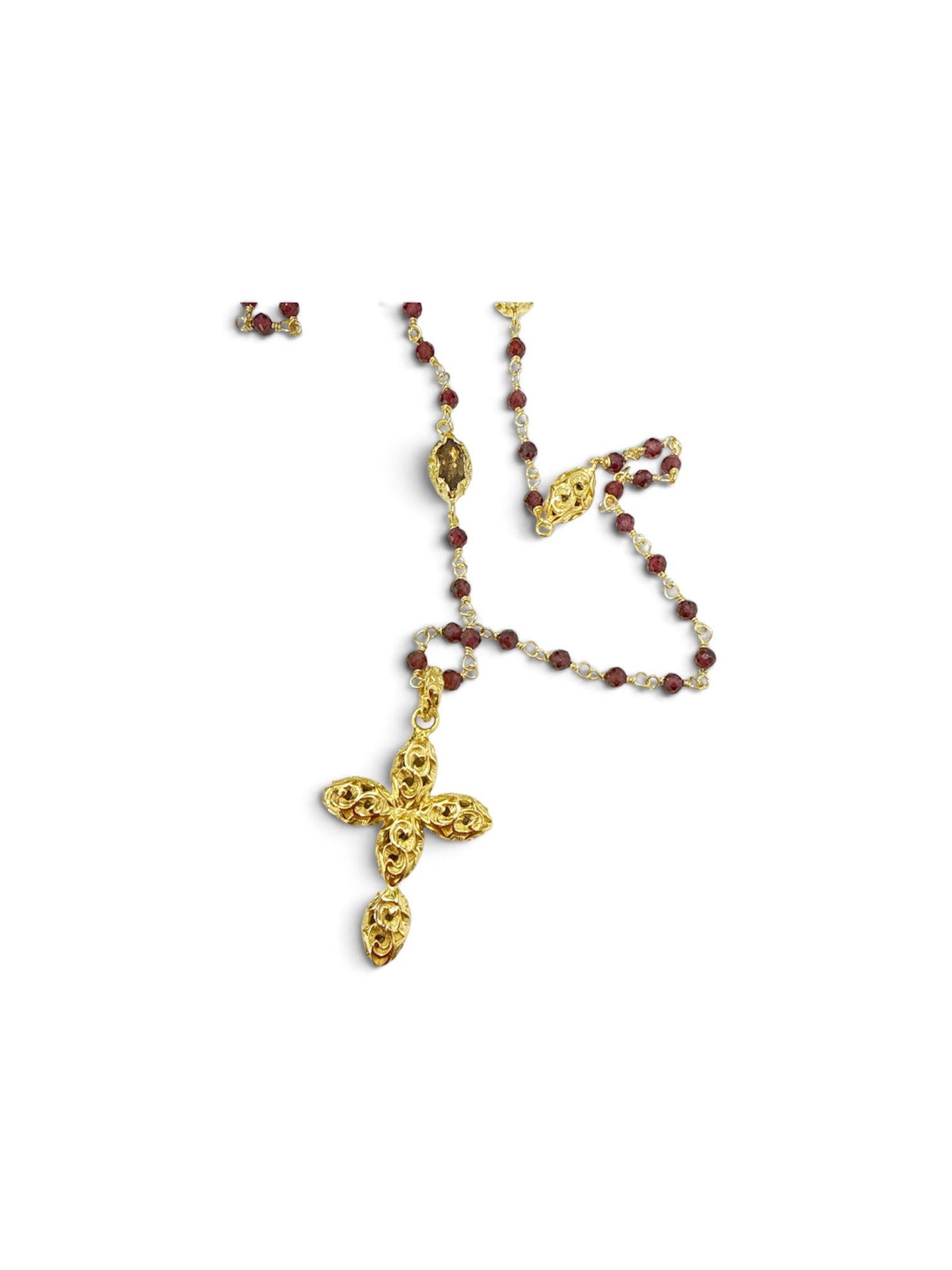 Maria e Luisa Gold Vermeil & Smoky Quartz Cross Necklace