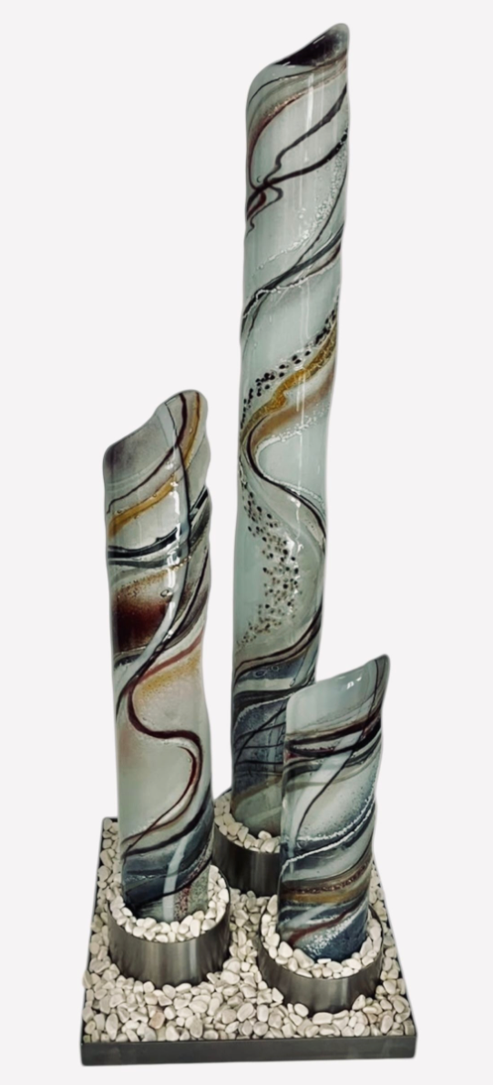 Set of Three Glass Columns- Lilac