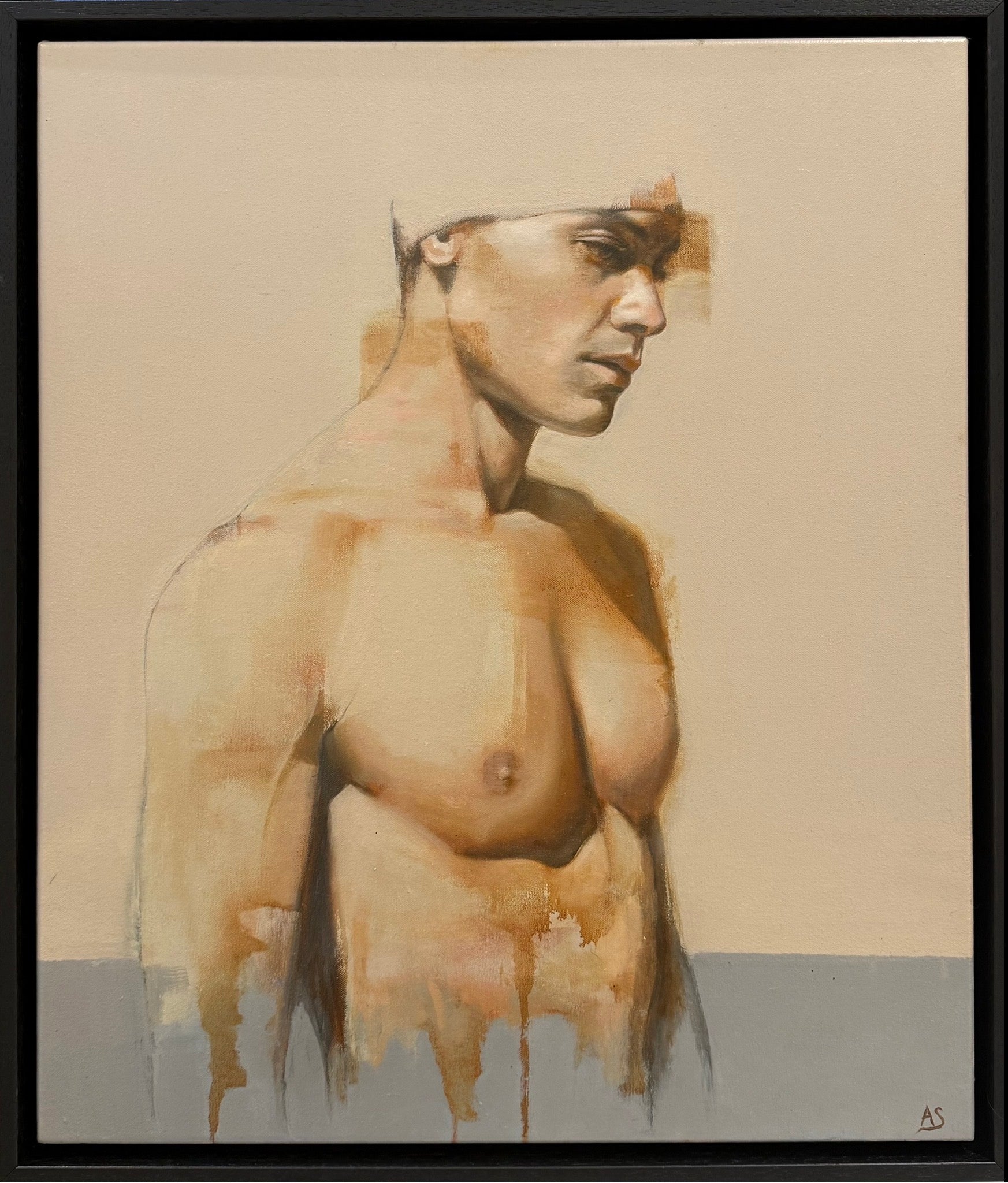 Artistic depiction of a nude figure with a neutral background