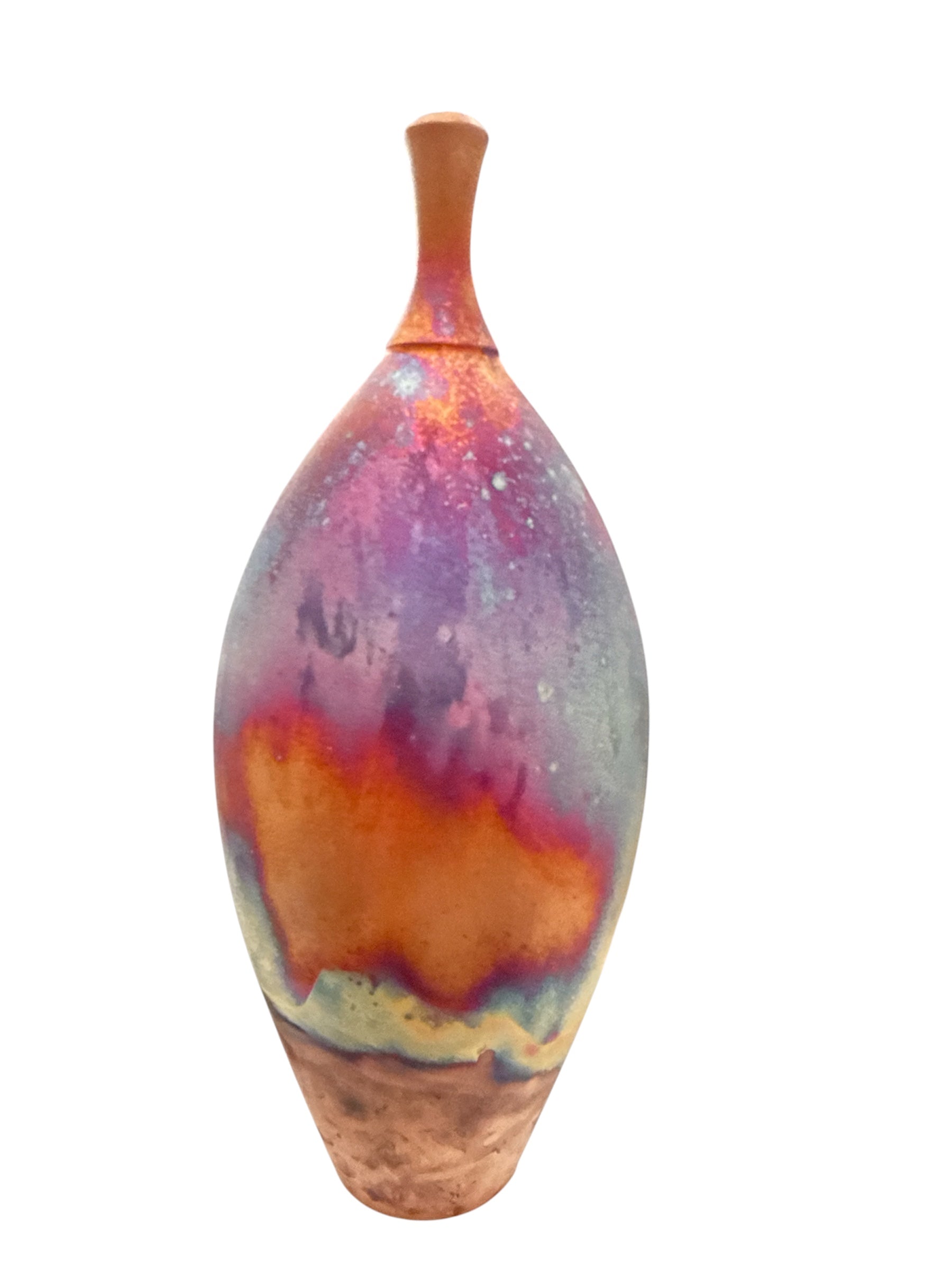 Tall Copper Raku Vessel