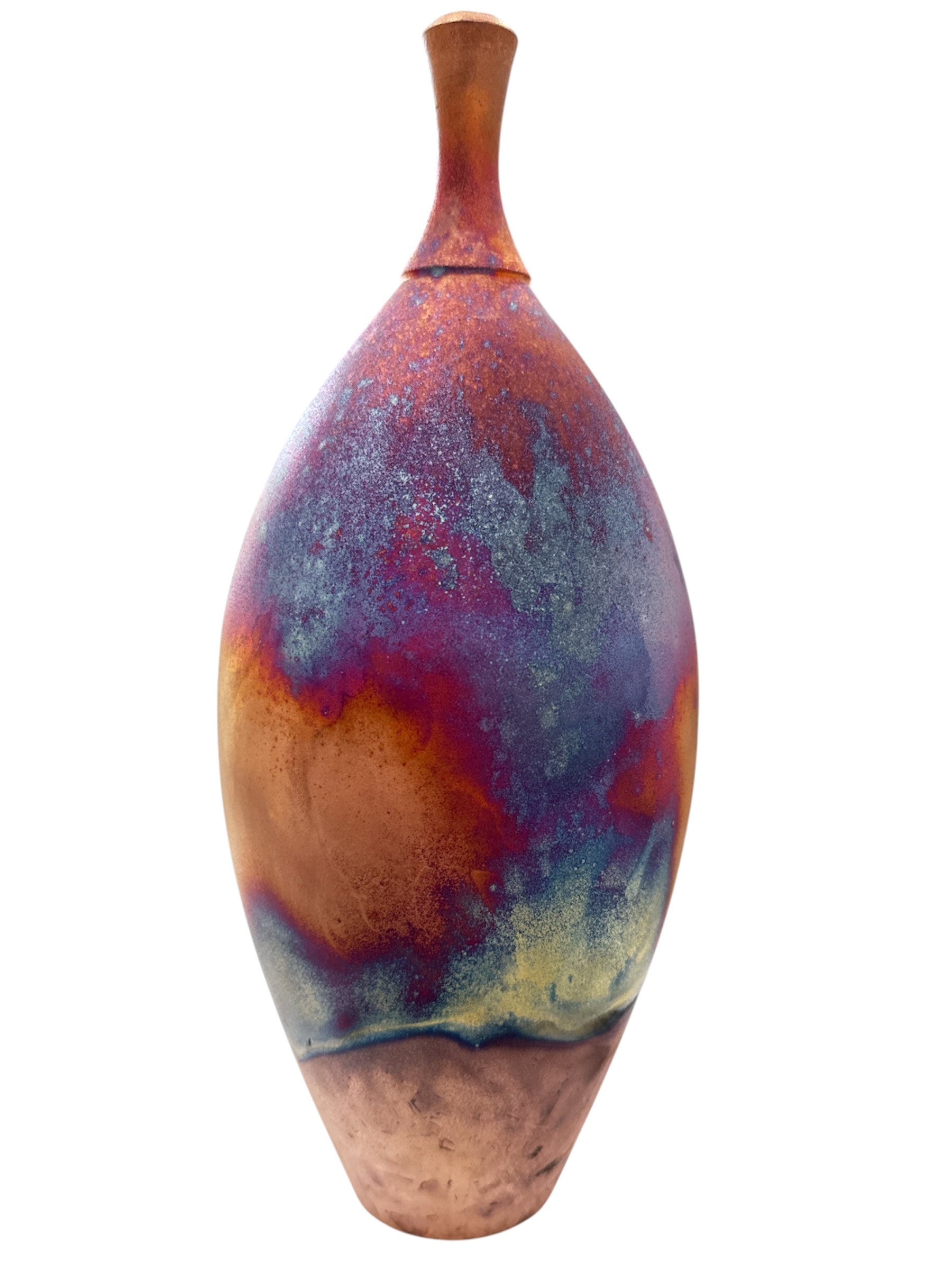 Tall Copper Raku Vessel